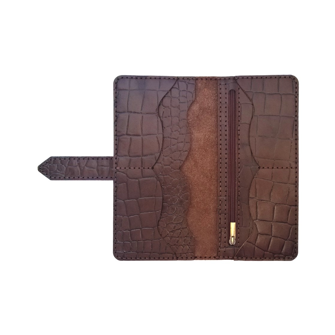 کیف پول چرم طبیعی دست دوز طرح کروکودیل مدل AZN-504 - آراذین چرم