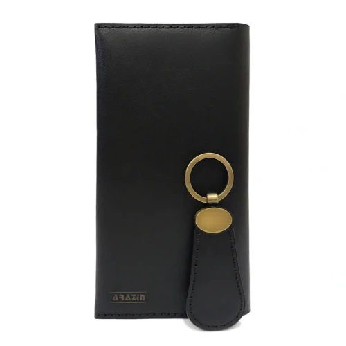 کیف پول و موبایل پالتویی چرم طبیعی مدل AZ-W825 از برند آراذین چرم، نمای اصلی با طراحی لوکس و دوخت دقیق