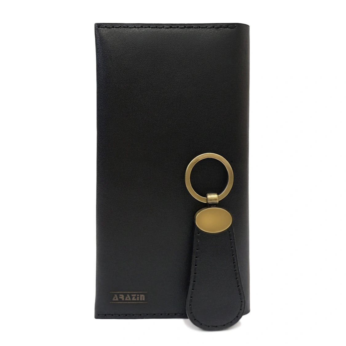 کیف پول و موبایل پالتویی چرم طبیعی مدل AZ-W825 از برند آراذین چرم، نمای اصلی با طراحی لوکس و دوخت دقیق