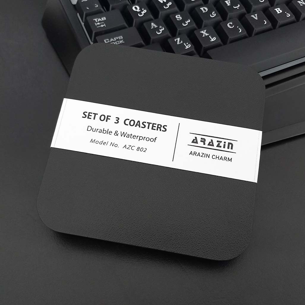 بسته بندی زیر لیوانی مربعی آراذین چرم مدل azc-802
